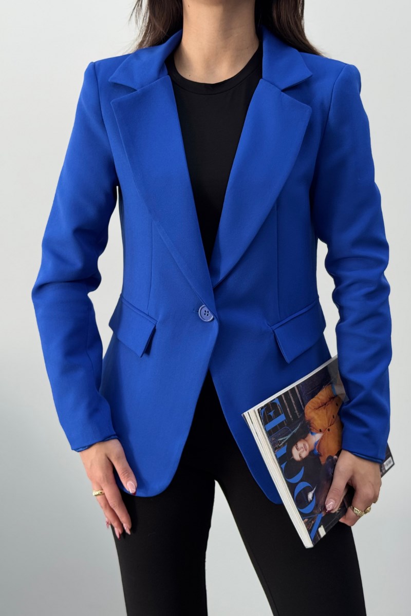 Kadın Blazer Ceket Kısa Düğmeli Astarlı Vatkalı Ceket
