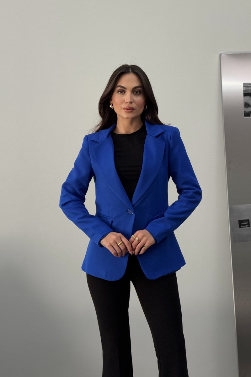 Kadın Blazer Ceket Kısa Düğmeli Astarlı Vatkalı Ceket BEJ 36